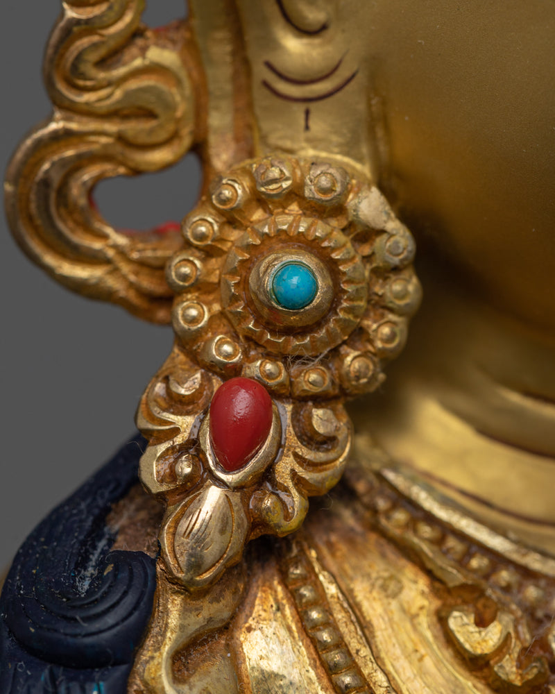 Buddha Vajrasattva Sculpture | 24K Gold Gilded Copper Statue for Shrine