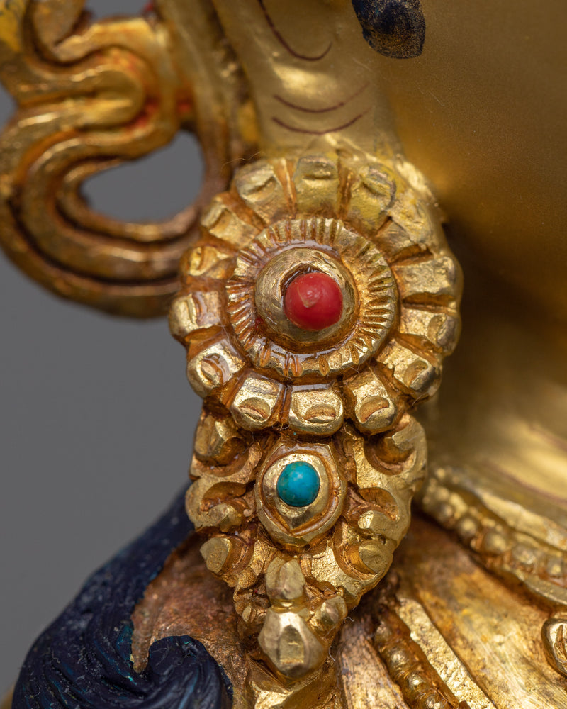 Green Tara Guru Sculpture | 24K Gold Gilded | Symbol of Protection