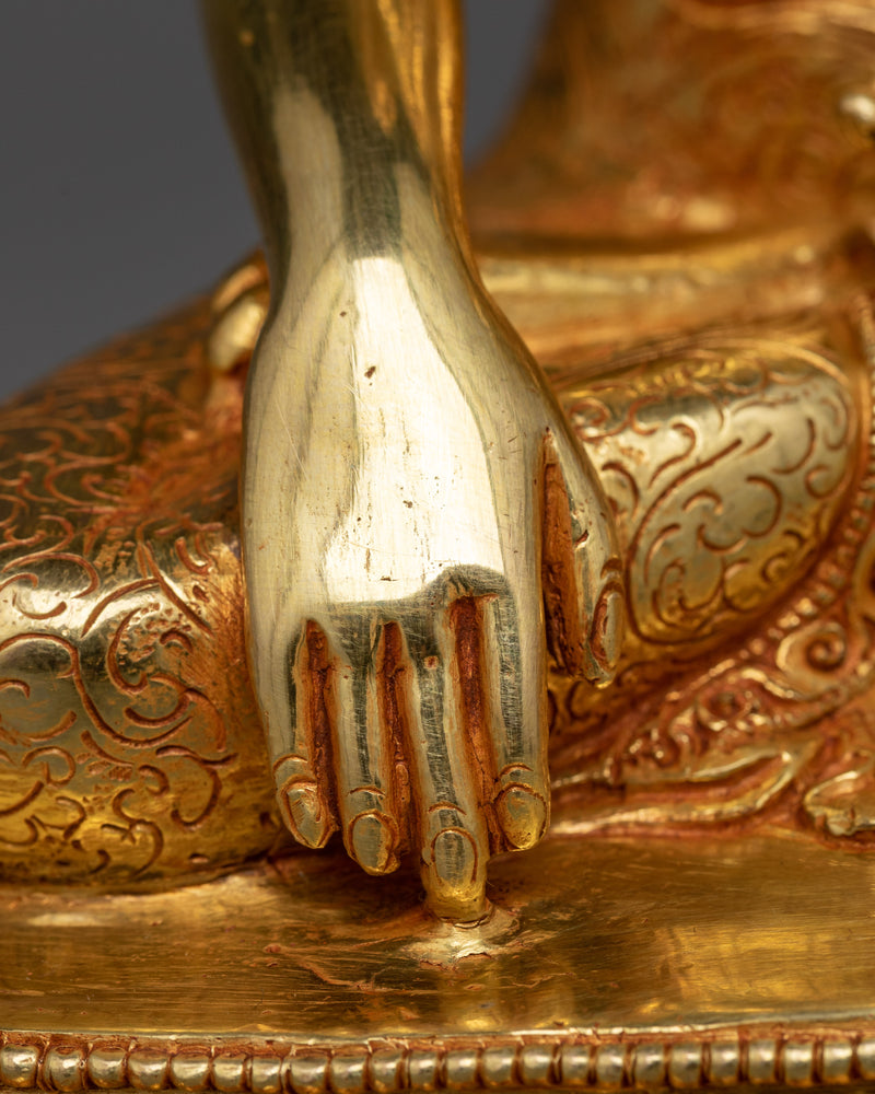 Bhaisajyaguru Medicine Buddha Dharani Statue | 24K Gold Gilded Elegance