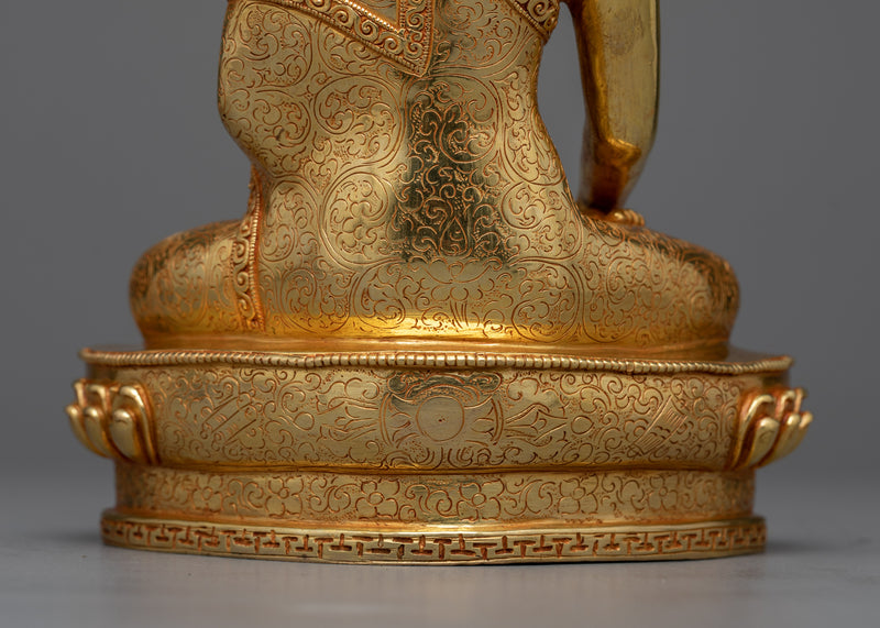 Bhaisajyaguru Medicine Buddha Dharani Statue | 24K Gold Gilded Elegance