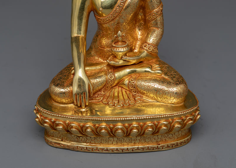 Bhaisajyaguru Medicine Buddha Dharani Statue | 24K Gold Gilded Elegance