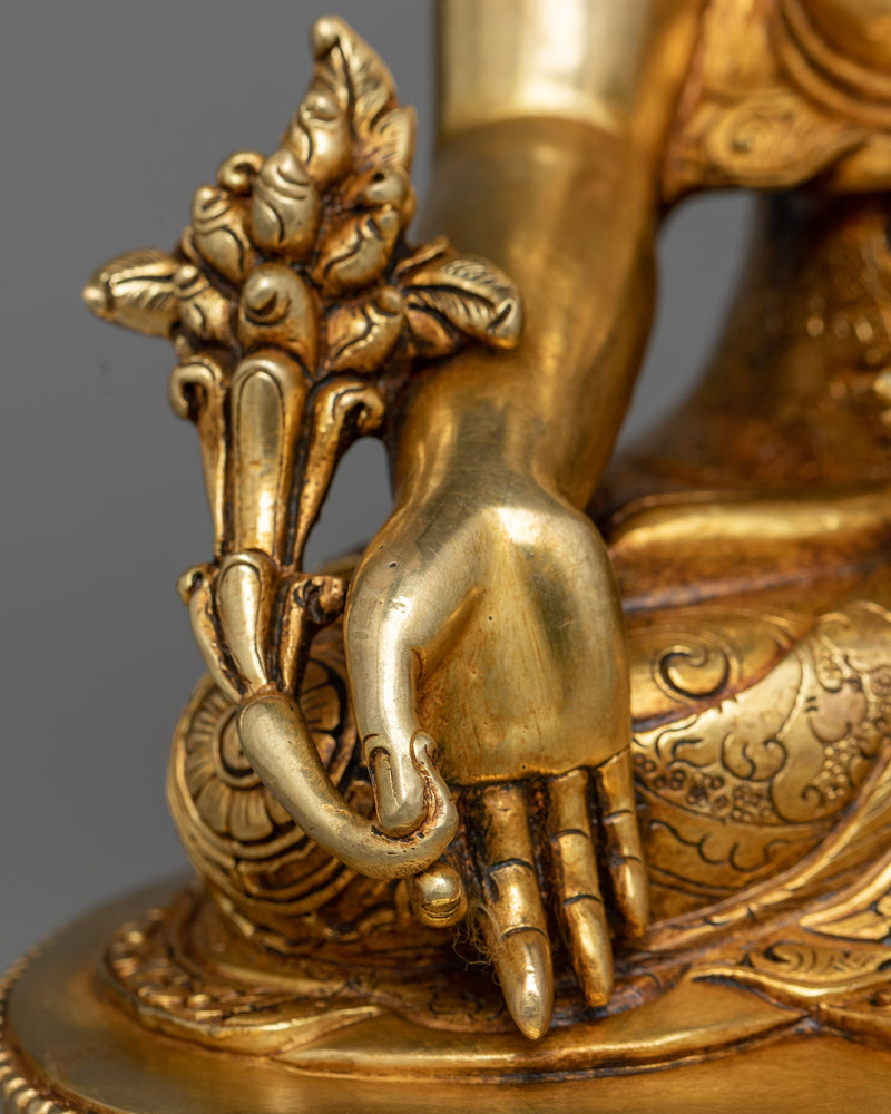 24K Gold-Gilded Medicine Buddha Statue | Beacon of Healing and Wellbeing