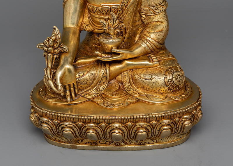 24K Gold-Gilded Medicine Buddha Statue | Beacon of Healing and Wellbeing