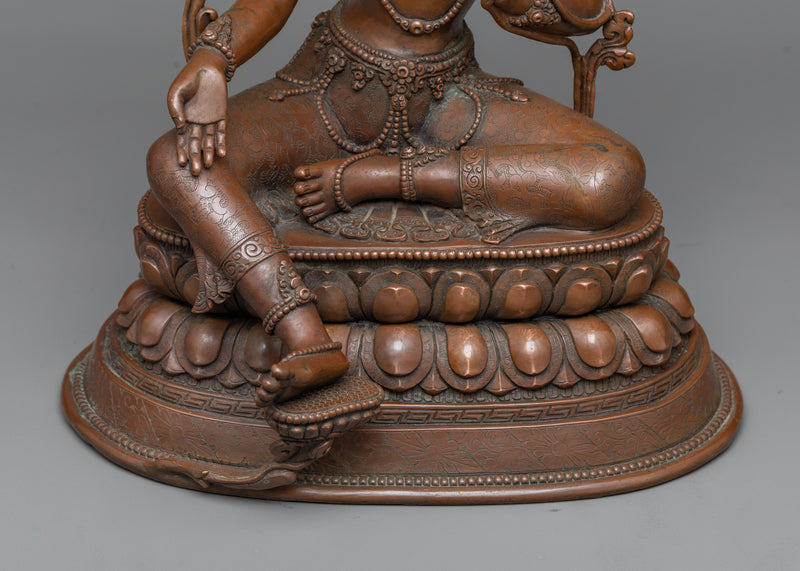 Oxidized Copper Green Tara Sacred Statue | Emblem of Divine Femininity