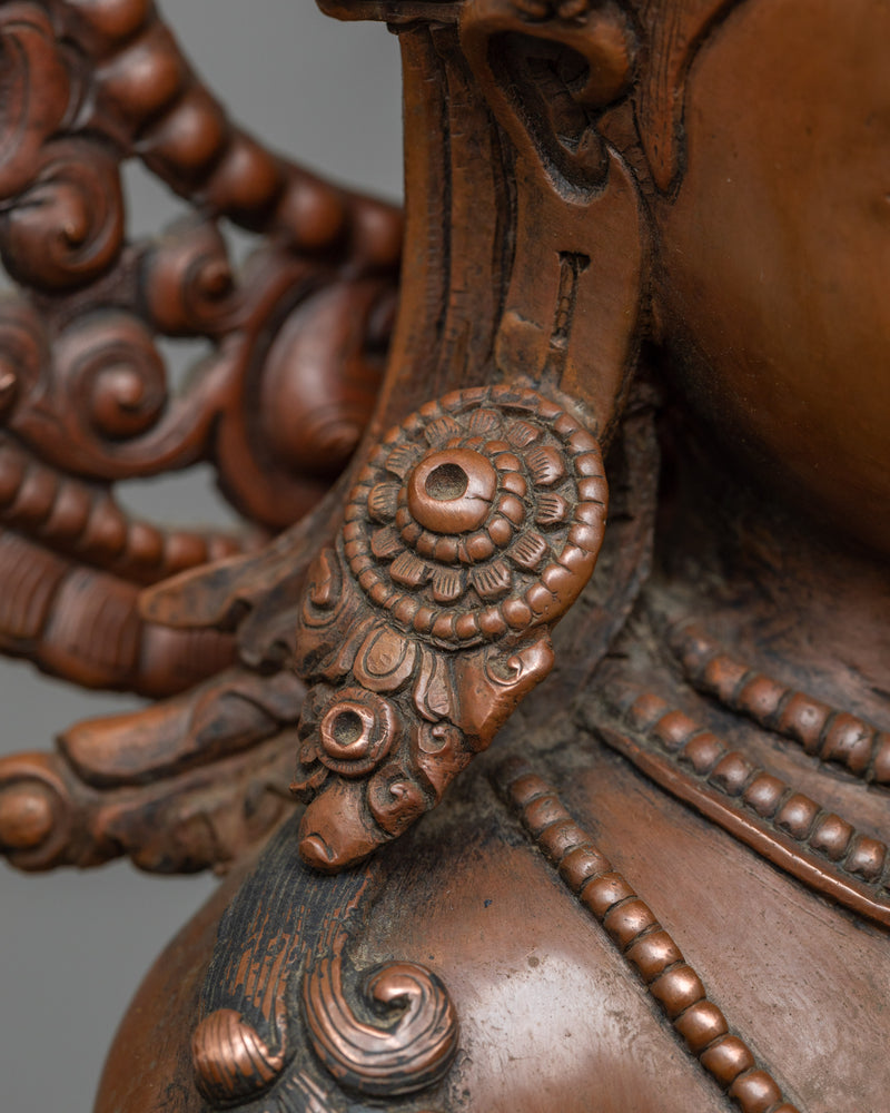 Oxidized Copper Green Tara Sacred Statue | Emblem of Divine Femininity