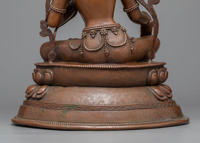 Oxidized Copper Green Tara Sacred Statue | Emblem of Divine Femininity