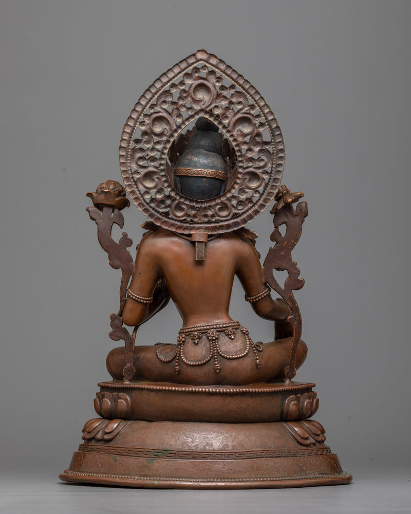 Oxidized Copper Green Tara Sacred Statue | Emblem of Divine Femininity