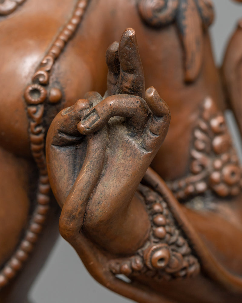 Oxidized Copper Green Tara Sacred Statue | Emblem of Divine Femininity