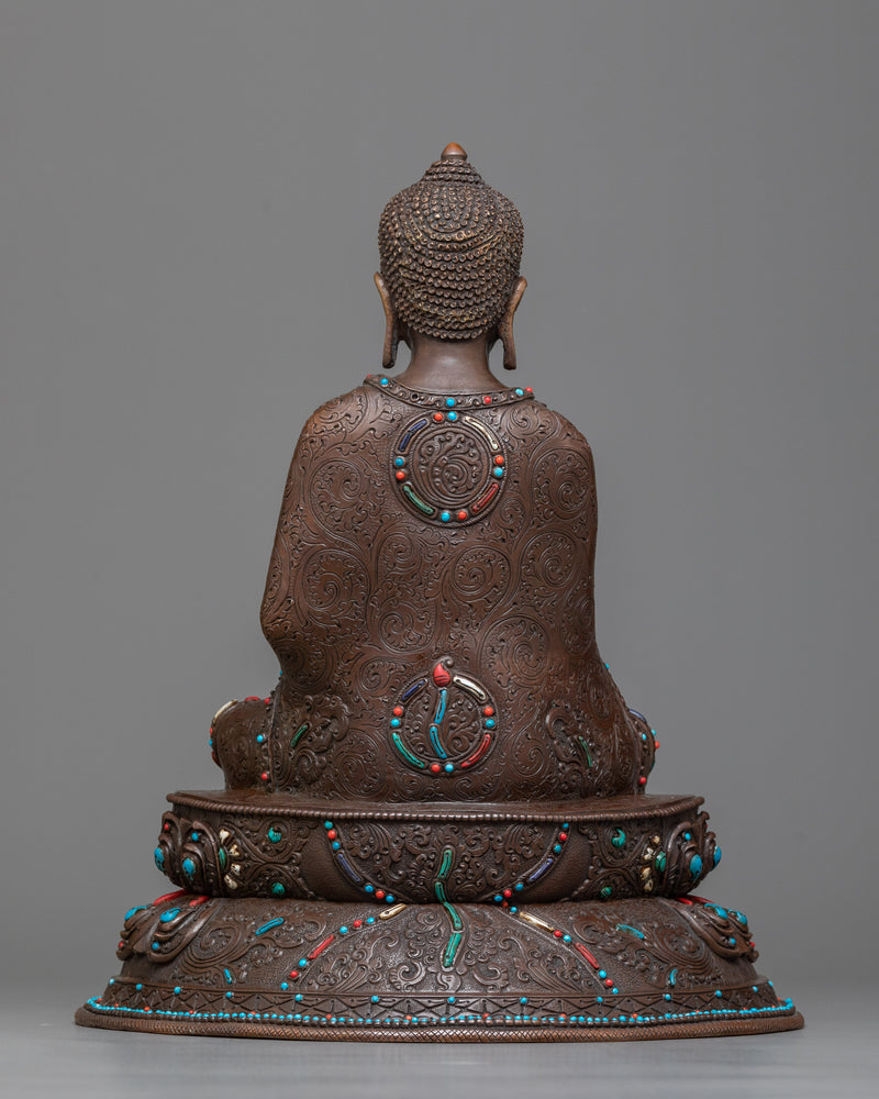 Oxidized Copper Shakyamuni Buddha Statue | Emblem of Enlightenment | Enlightened One