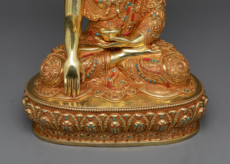 Shakyamuni Buddha Spiritual Sculpture | Beacon of Enlightenment | 24K Gold-Gilded Art