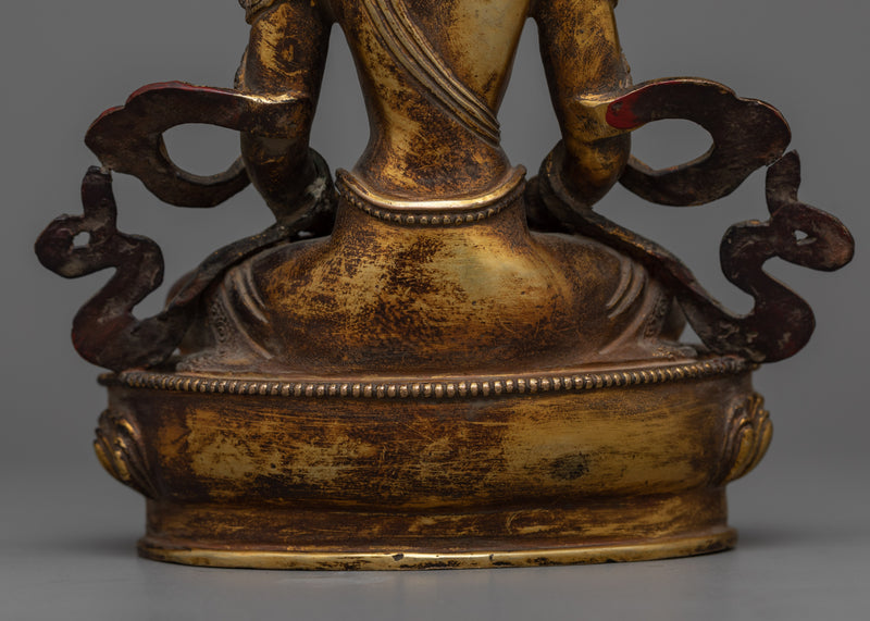 Amitayus, The Buddha of Long Life | Antique Gold Gilded Copper Statue