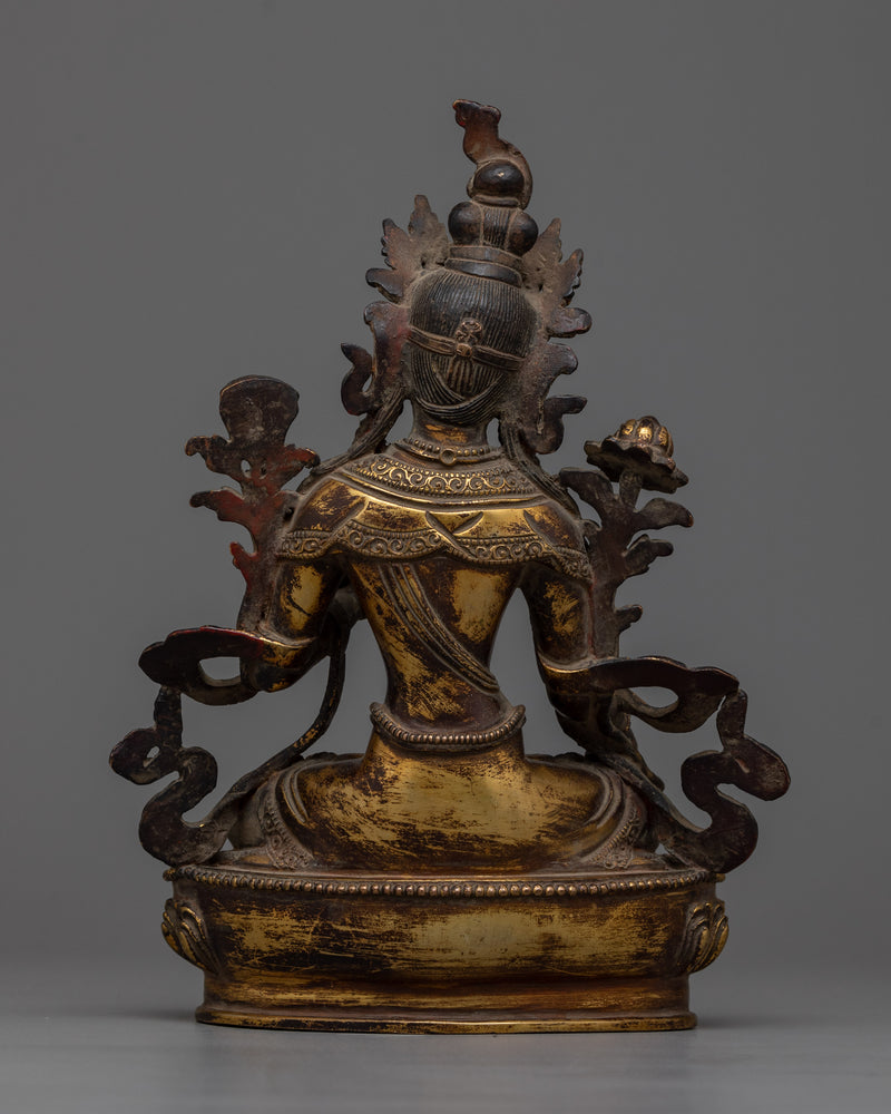 Sita (White) Tara, The Compassionate Deity | Elegantly Gilded Copper Statue