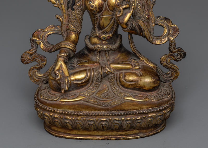 Sita (White) Tara, The Compassionate Deity | Elegantly Gilded Copper Statue