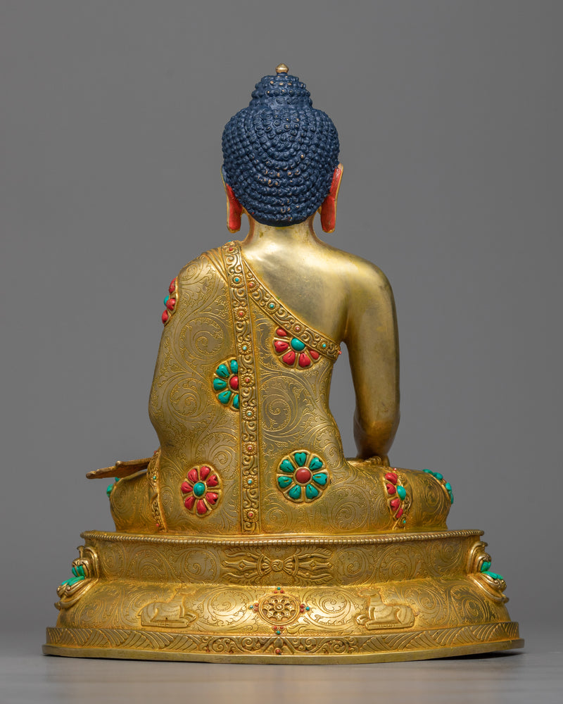 Buddha Shakyamuni Figur | 24K Gold Gilded Copper