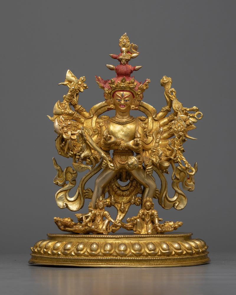 Elegant Kalachakra Sculpture | 24K Gold Gilded Copper Statue