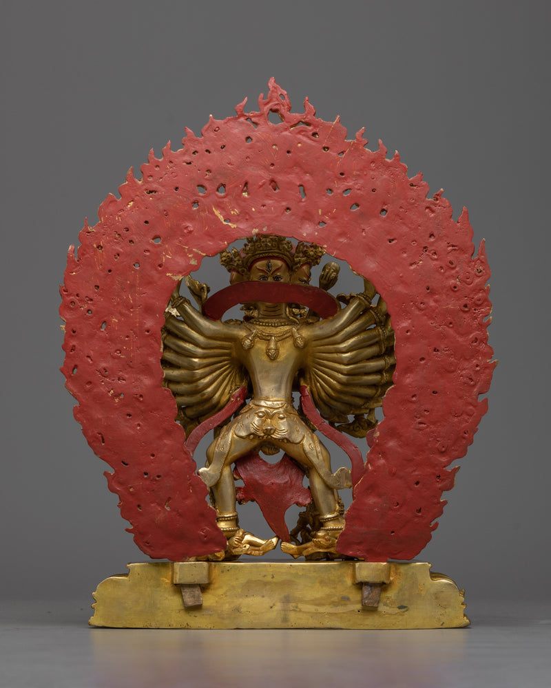 Elegant Kalachakra Sculpture | 24K Gold Gilded Copper Statue