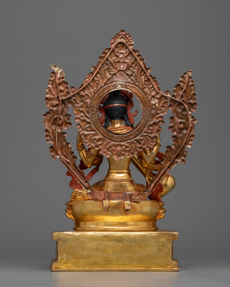 Divine Saraswati Copper Statue | 24K Gold Gilded Elegance