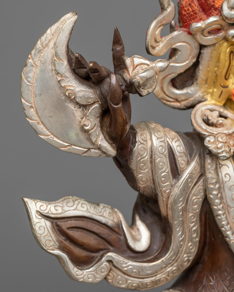 Fierce Two-armed Bernagchen Mahakala Dharma Protector | Silver Plated Artistry