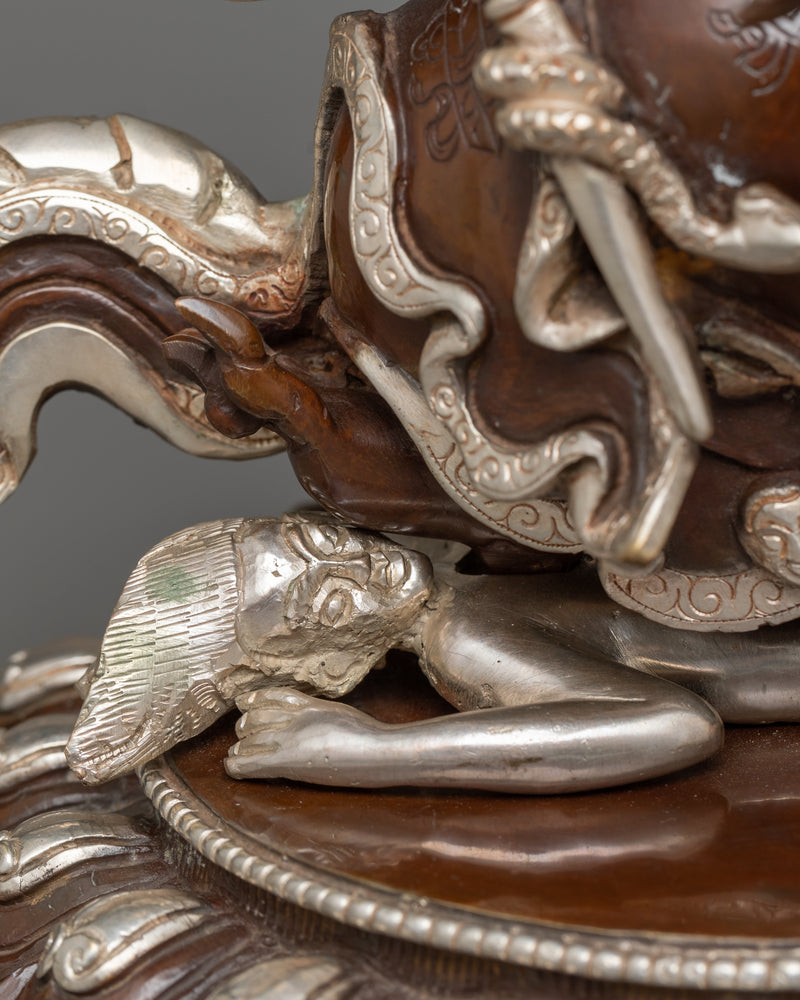 Fierce Two-armed Bernagchen Mahakala Dharma Protector | Silver Plated Artistry