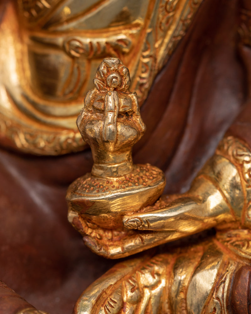 Guru Rinpoche Oxidized Copper Statue for Puja | Himalayan Artisan Elegance