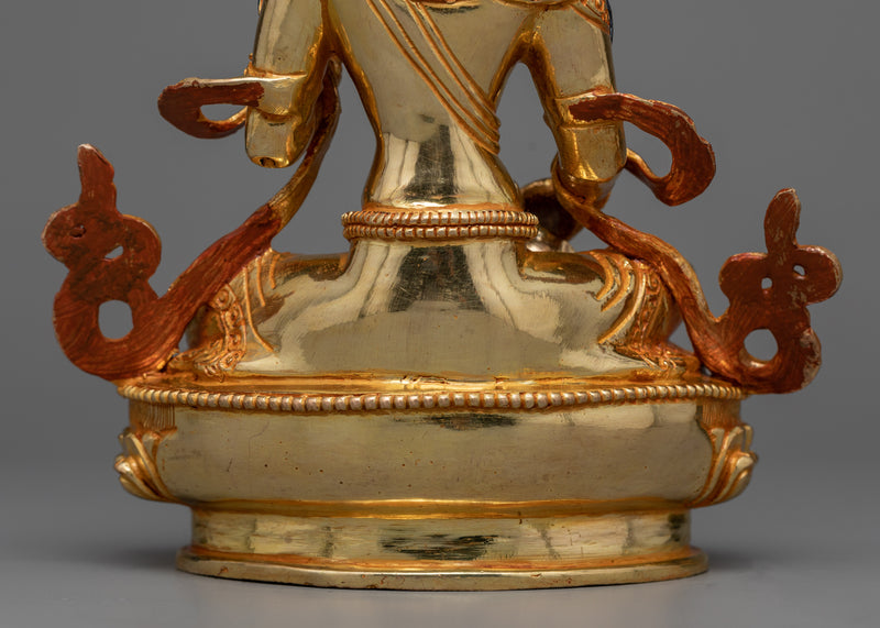 Divine Saraswati Ma Idol | 24K Gold Gilded Copper Sculpture