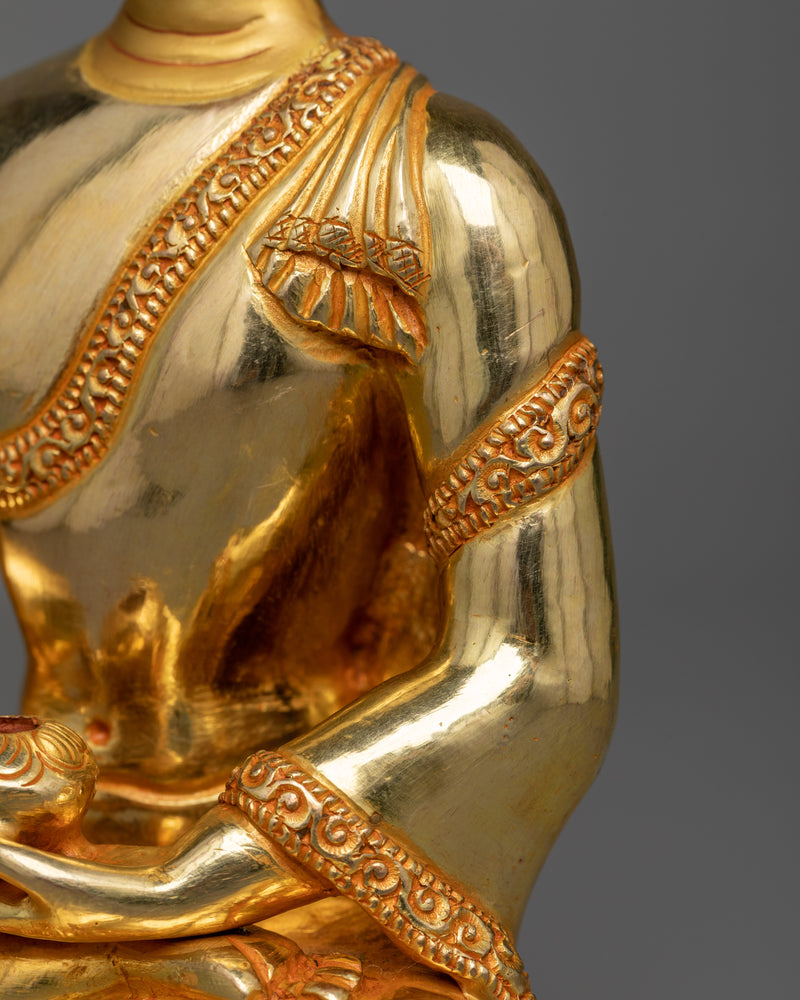 Serene Buddha Shakyamuni Statue | 24K Gold Gilded Copper Statue