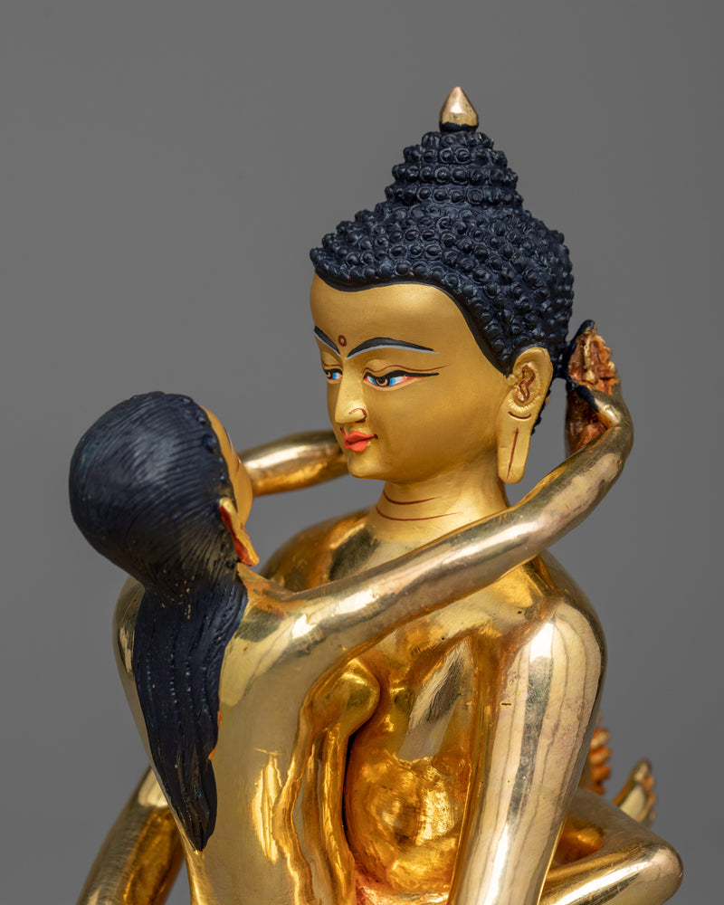 Enlightening Samantabhadra Yab Yum Idol | 24K Gold Gilded Union