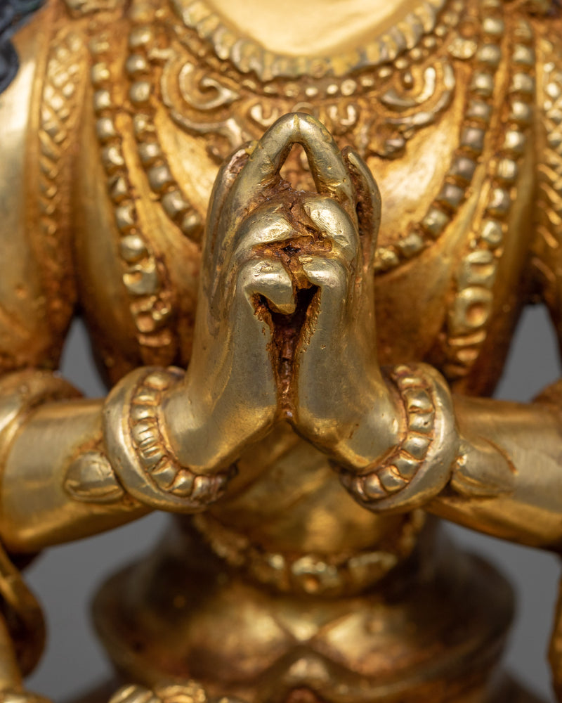 Serene Statue for Mantra of Bodhisattva Cundi | 24K Gold Gilded Spiritual Art