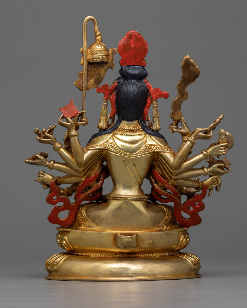 Serene Statue for Mantra of Bodhisattva Cundi | 24K Gold Gilded Spiritual Art