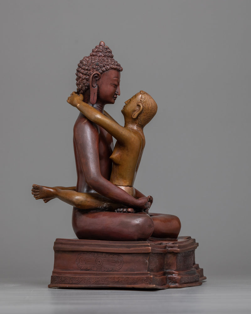 Adi-Buddha Samantabhadra and Consort | Trantic Unity in Oxidized Copper