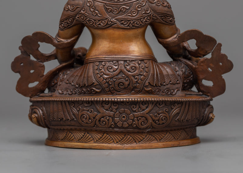 Dzambhala Statue in Chocolate Oxidized Copper | Tibetan Artisanal Excellence