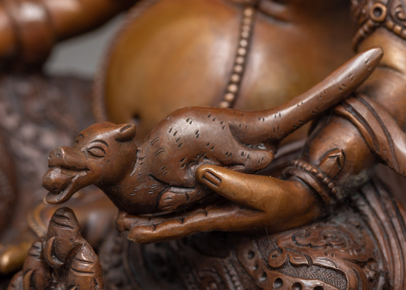 Dzambhala Statue in Chocolate Oxidized Copper | Tibetan Artisanal Excellence