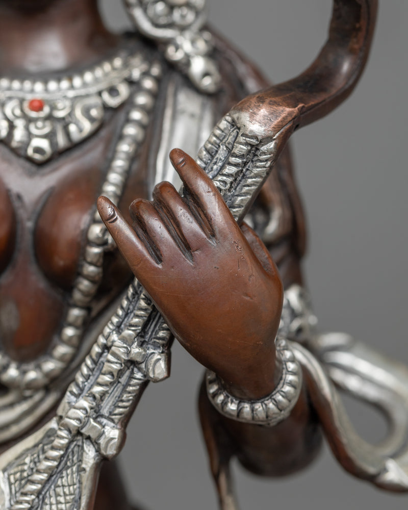 Graceful Arya Saraswati Statue | Silver Plated Elegance