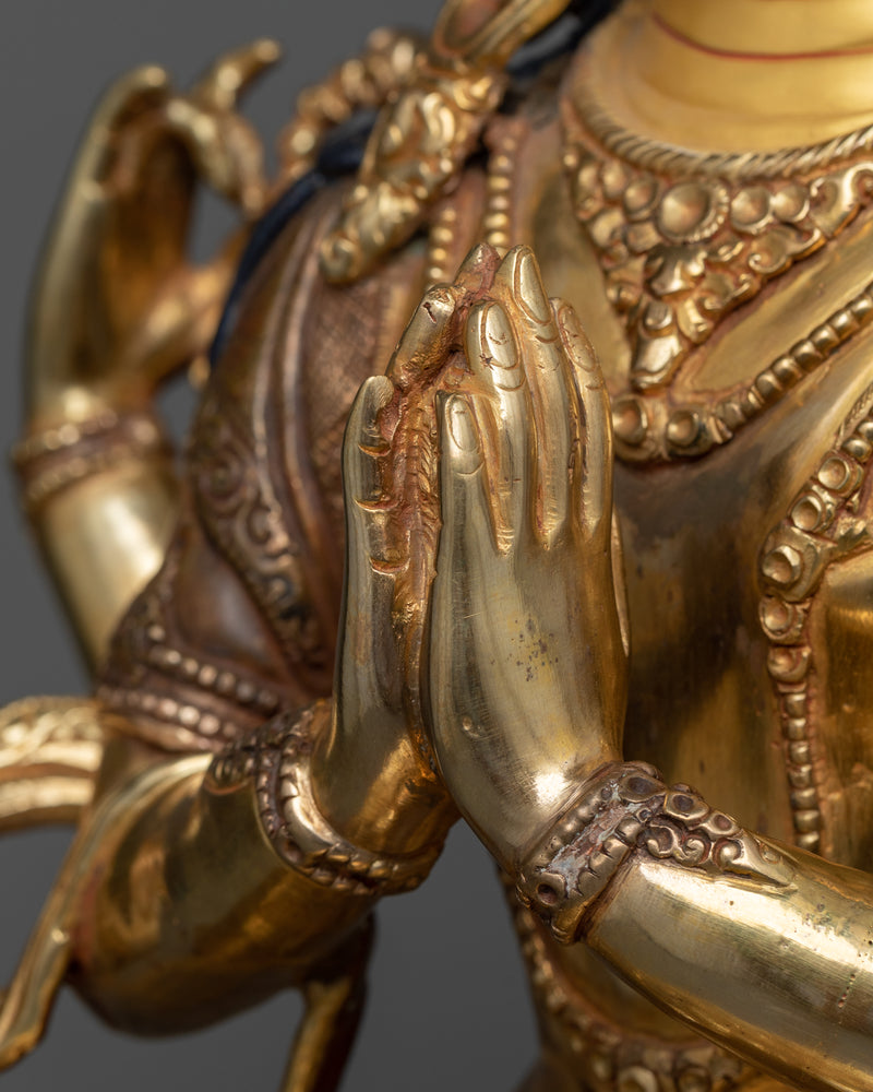 Compassionate Buda Chenrezig Statue | 24K Gold Gilded Art