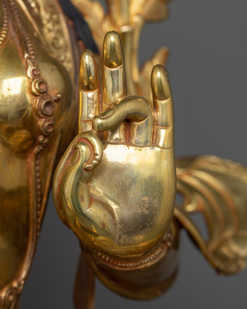 Green Tara Verde Protectora Statue | 24K Gold Gilded Compassionate Guardian