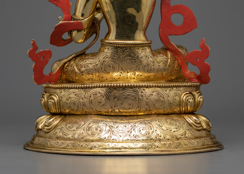 Exquisite Manjushri Buda Statue | 24K Gold Gilded Wisdom Deity