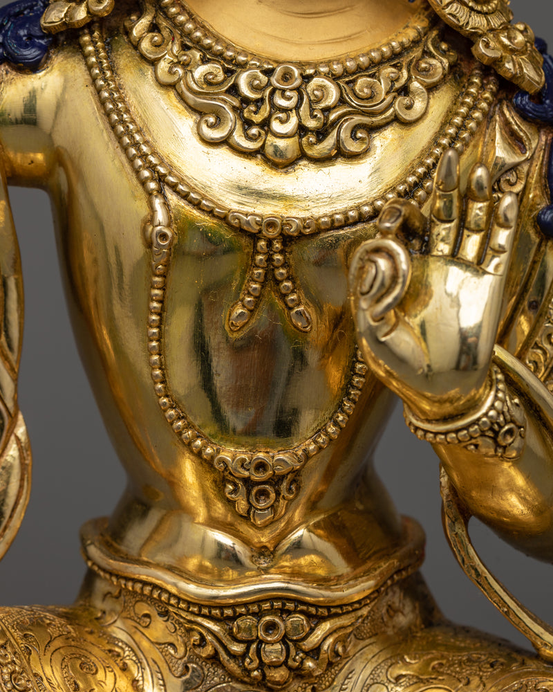 Exquisite Manjushri Buda Statue | 24K Gold Gilded Wisdom Deity