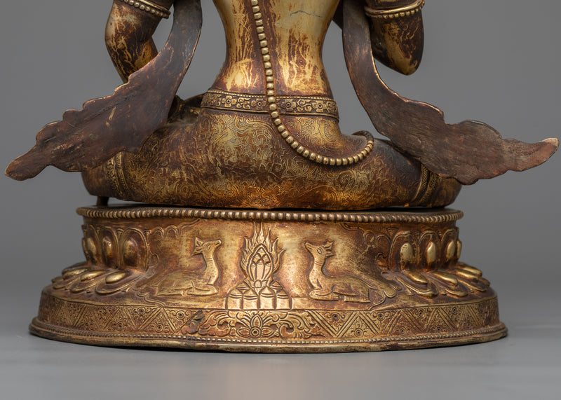 Vajrasattva Meditation Statue | 24K Gold Gilded Antique Finish