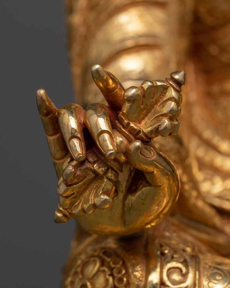 Exquisite Guru Padmasambhava Sculpture | 24K Gold Gilded Masterpiece