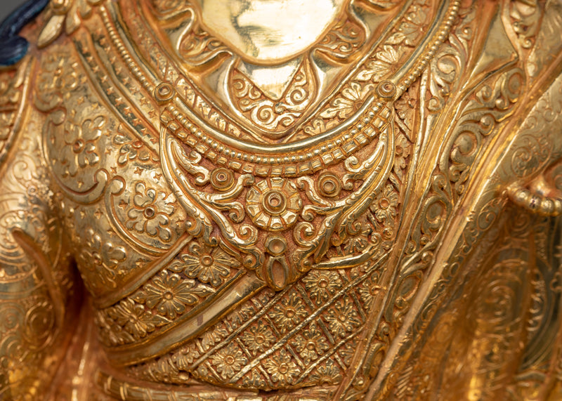 Exquisite Guru Padmasambhava Sculpture | 24K Gold Gilded Masterpiece