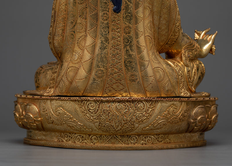 Exquisite Guru Padmasambhava Sculpture | 24K Gold Gilded Masterpiece