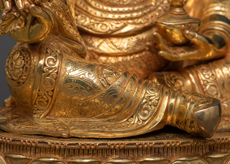 Exquisite Guru Padmasambhava Sculpture | 24K Gold Gilded Masterpiece