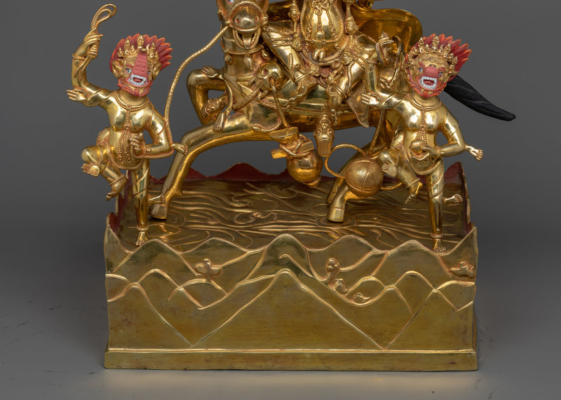 Majestic Paldan Lhamo Statue | 24K Gold Gilded Protector