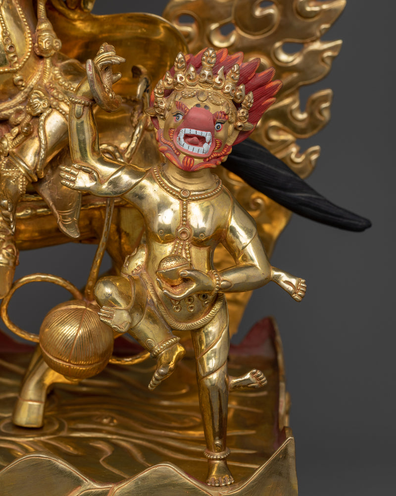 Majestic Paldan Lhamo Statue | 24K Gold Gilded Protector