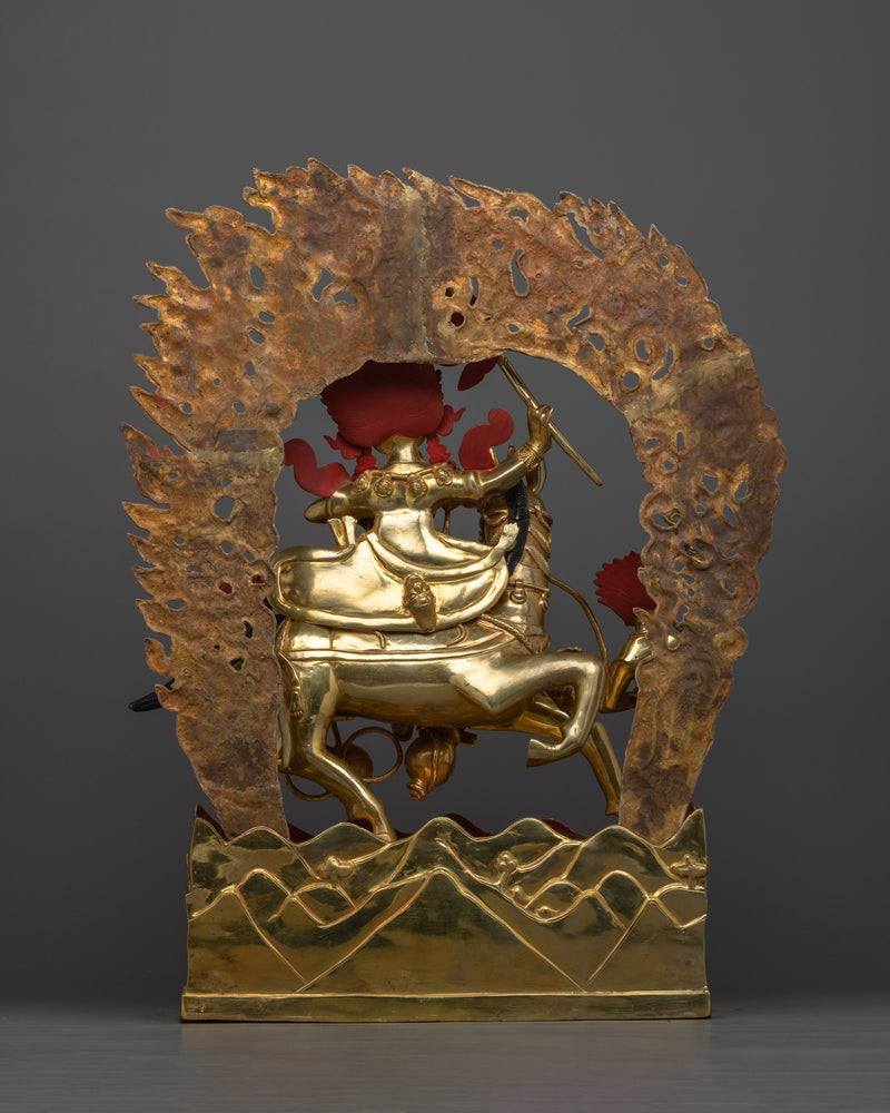 Majestic Paldan Lhamo Statue | 24K Gold Gilded Protector