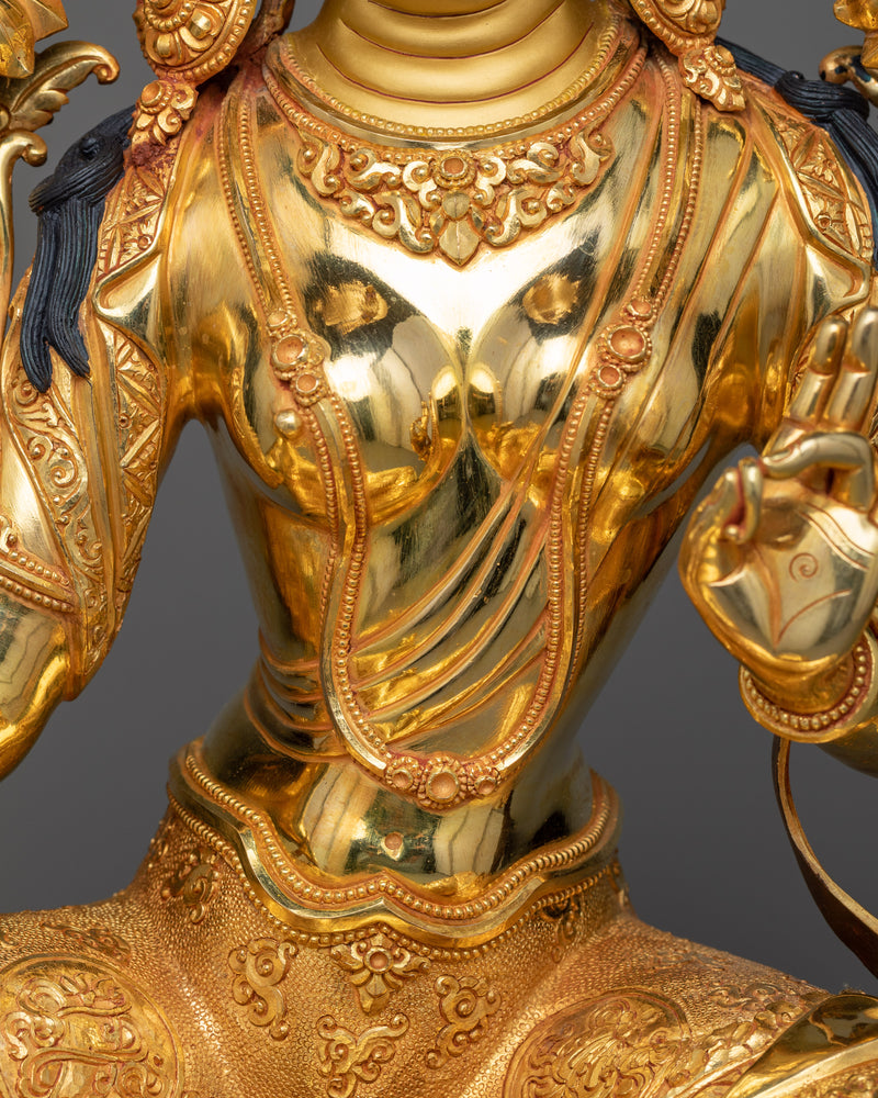 Exquisite Tara Verde Statue | 24K Gold Gilded Green Tara