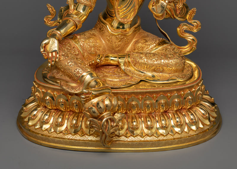 Exquisite Tara Verde Statue | 24K Gold Gilded Green Tara