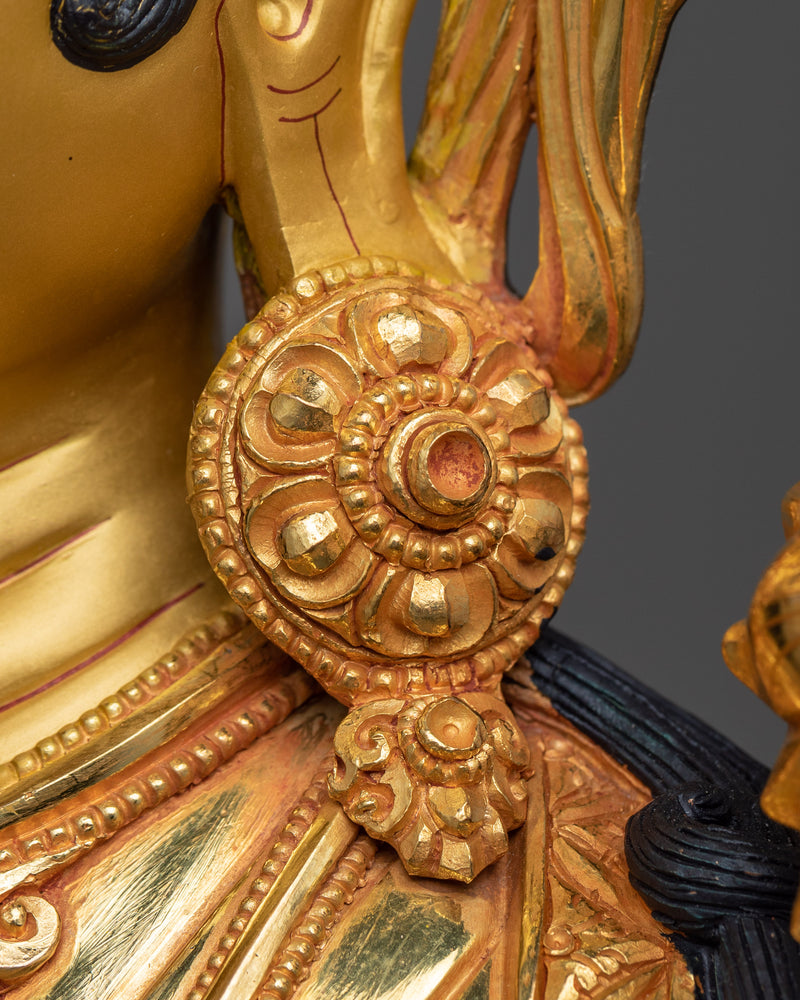 Exquisite Tara Verde Statue | 24K Gold Gilded Green Tara