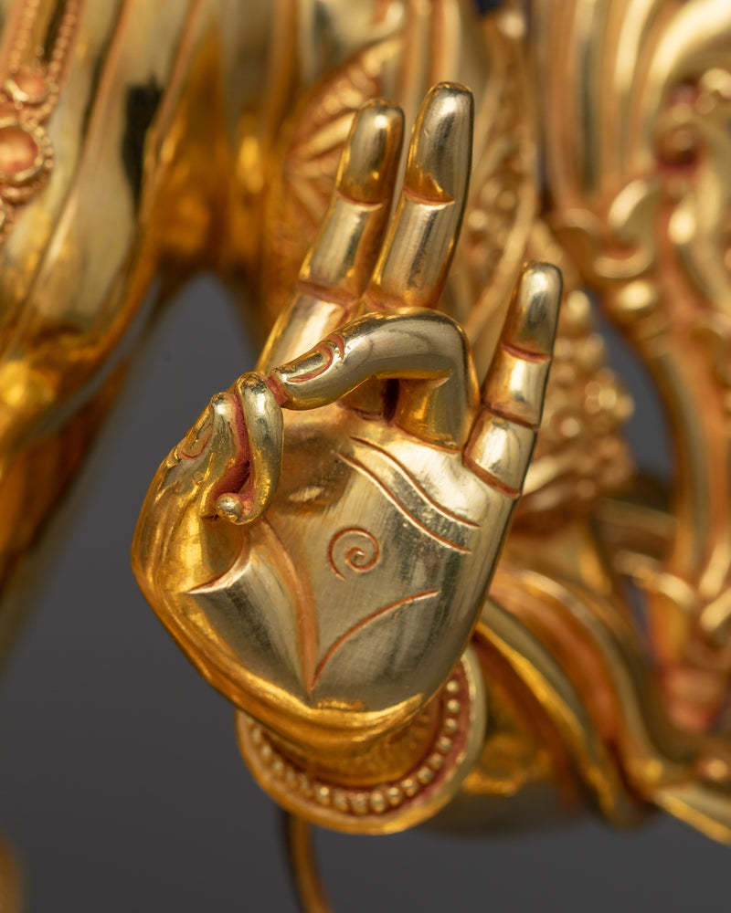 Exquisite Tara Verde Statue | 24K Gold Gilded Green Tara