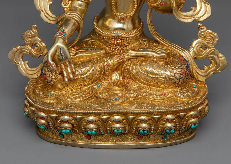 Dolma Karpo (White Tara) Sculpture | 24K Gold Gilded Serenity